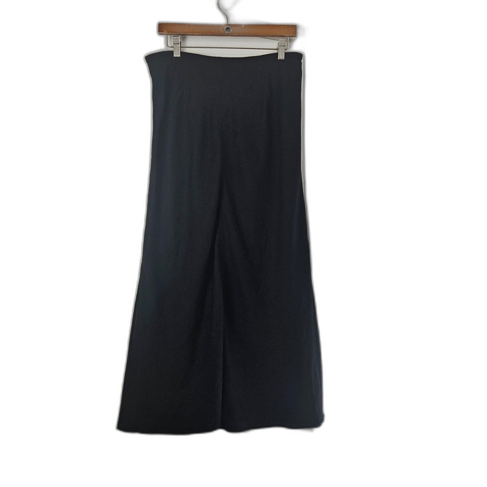 2025 J.Crew Linen Maxi Skirt Black Pull-On Side Slit Emo Beach Vacation Nights M - Picture 3 of 7
